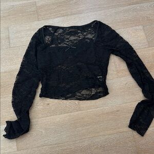 Amazon Black Lace Long Sleeve Blouse